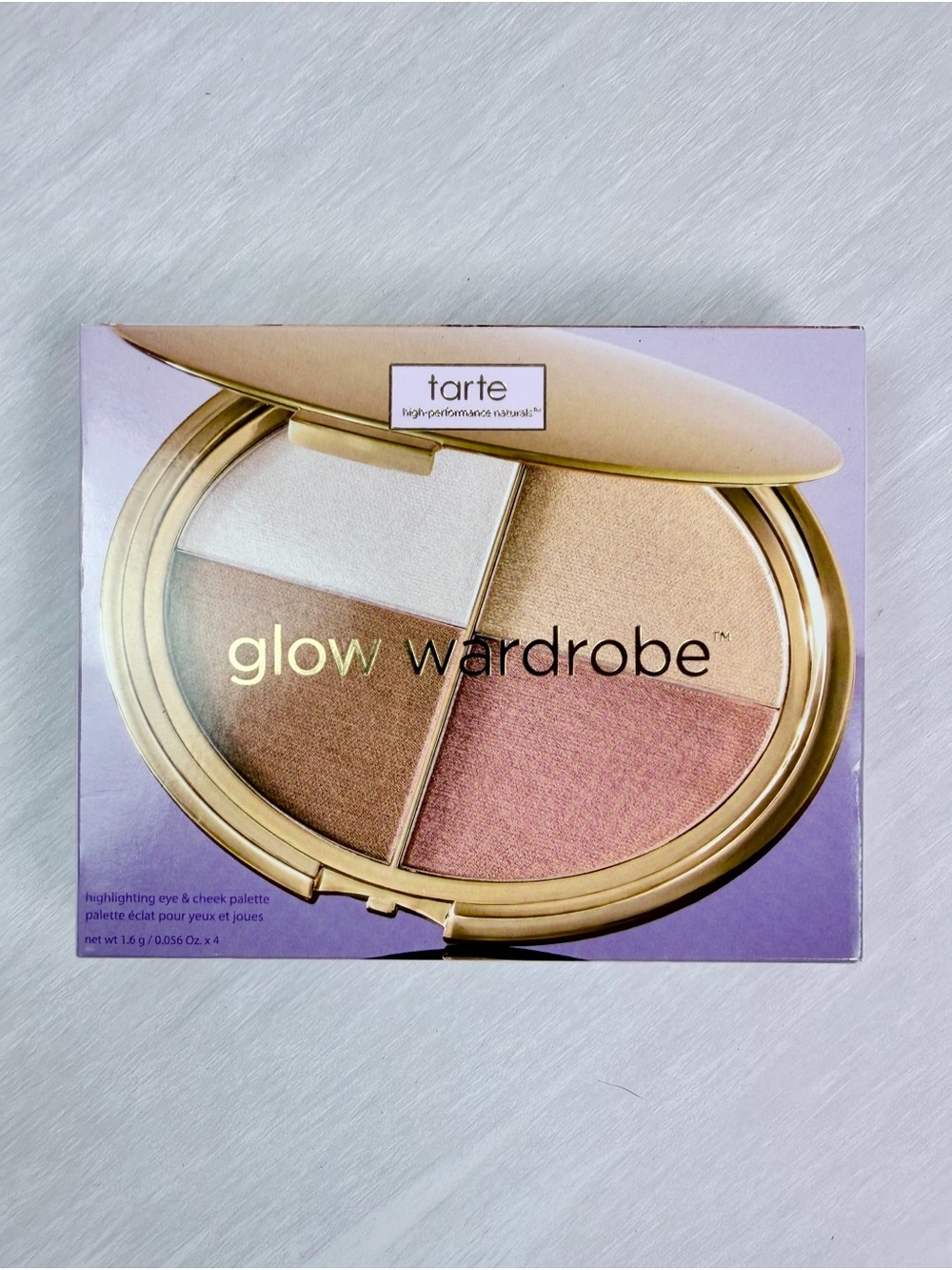 tarte Glow Wardrobe Highlighting Palette — Gold, Pink, Champagne, Bronze
